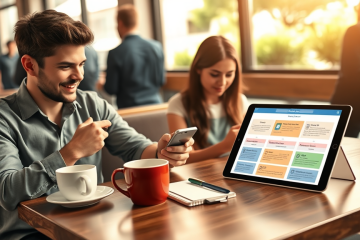 Jóvenes en café usando aplicaciones de relación para conseguir más respuestas y mejorar resultados en citas digitales