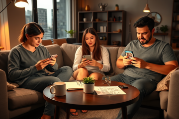 Jóvenes usando apps de citas en un lounge moderno, enfocándose en evitar errores para conseguir mejores matches